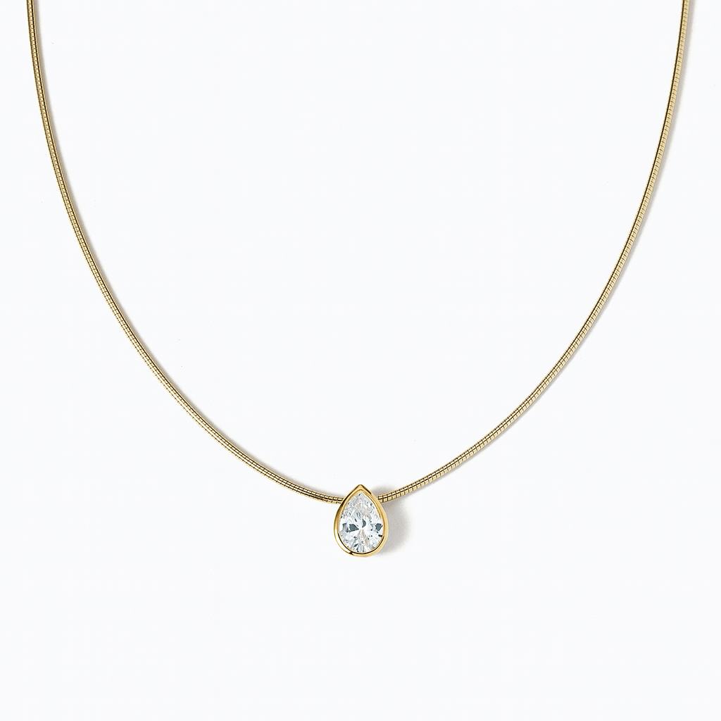 Lefay Bezel Pear Necklace - Necklace | Moarén
