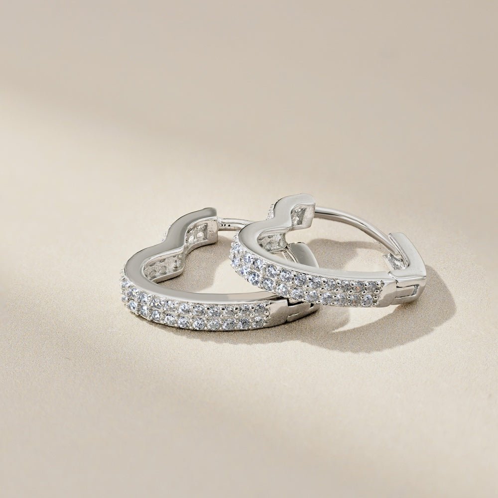 Verona Pavé Heart Hoops - Earrings | Moarén