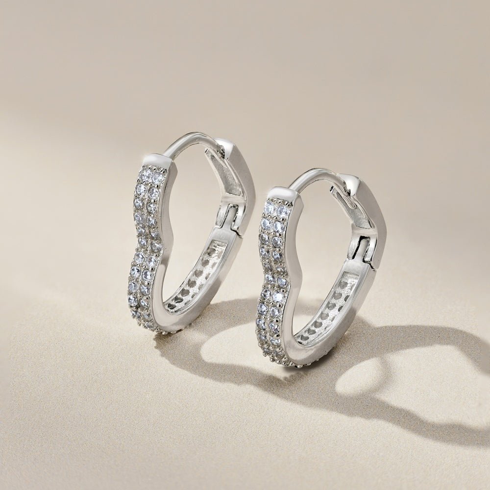 Verona Pavé Heart Hoops - Earrings | Moarén
