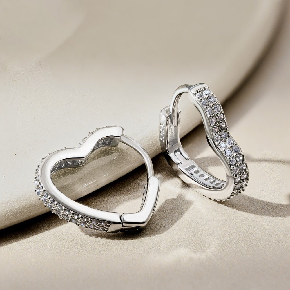 Verona Pavé Heart Hoops - Earrings | Moarén