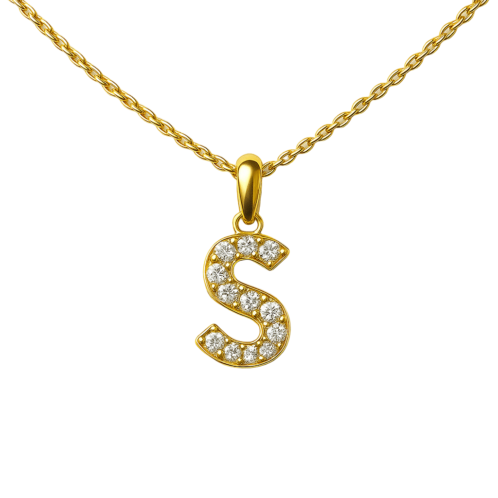 Yellow Gold Initial Pendant Necklace - Necklace | Moarén