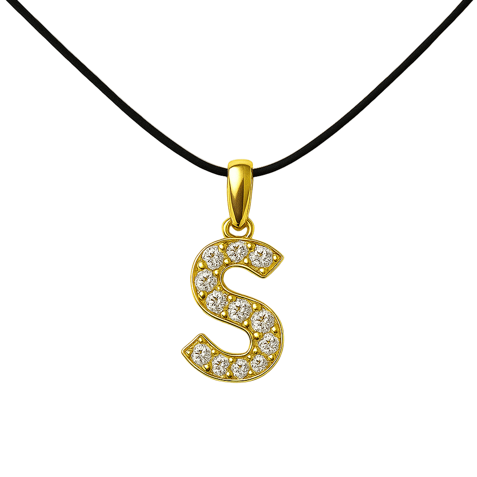 Yellow Gold Initial Pendant Necklace - Necklace | Moarén