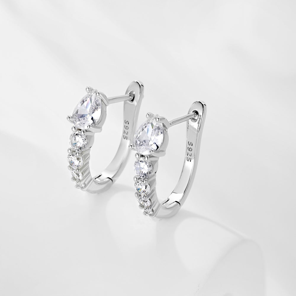 Anafi Pear Pavé Huggie Earrings - Earrings | Moarén