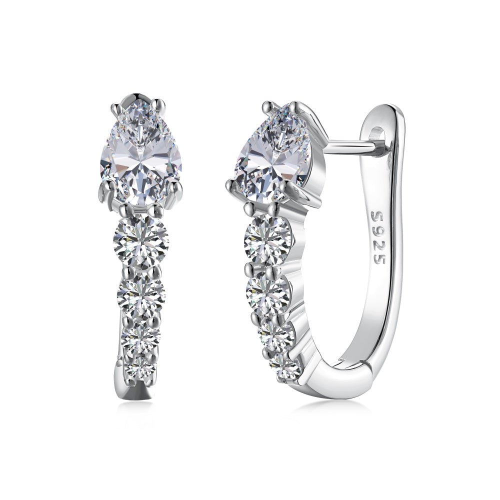 Anafi Pear Pavé Huggie Earrings - Earrings | Moarén