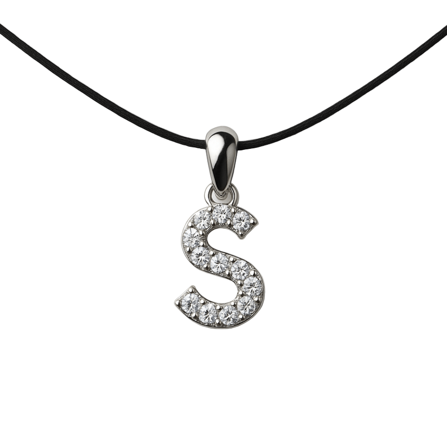 White Gold Initial Pendant Necklace - Necklace | Moarén